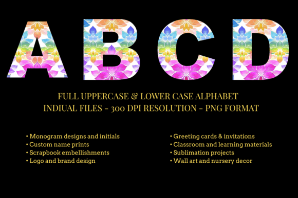 Infuse Vibrant Energy Into Every Project with the Rainbow Lotus Alphabet Set